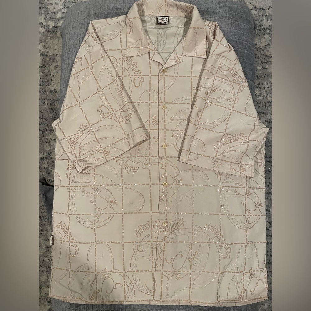 Southpole Logo Raised Pattern Button Down Shirt X… - image 1